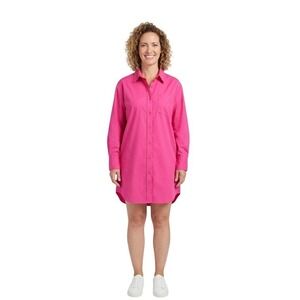 English Factory Hot Pink Cotton Button Down Mini Shirt Dress size Small